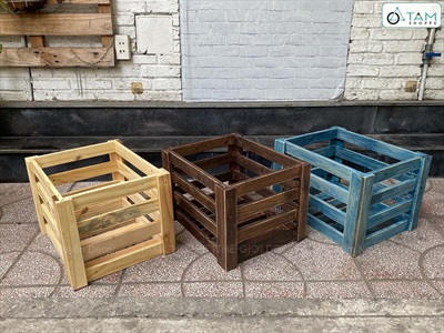 Thùng gỗ Pallet sọc [03 Màu] KT47x36.5x31cm DDNB-THUNG-02